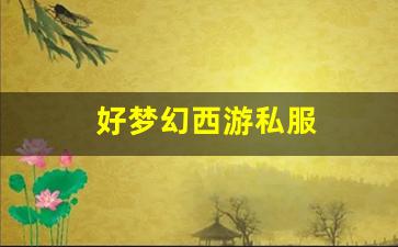 刚开一：好梦幻西游私服(梦幻西游手游) 
